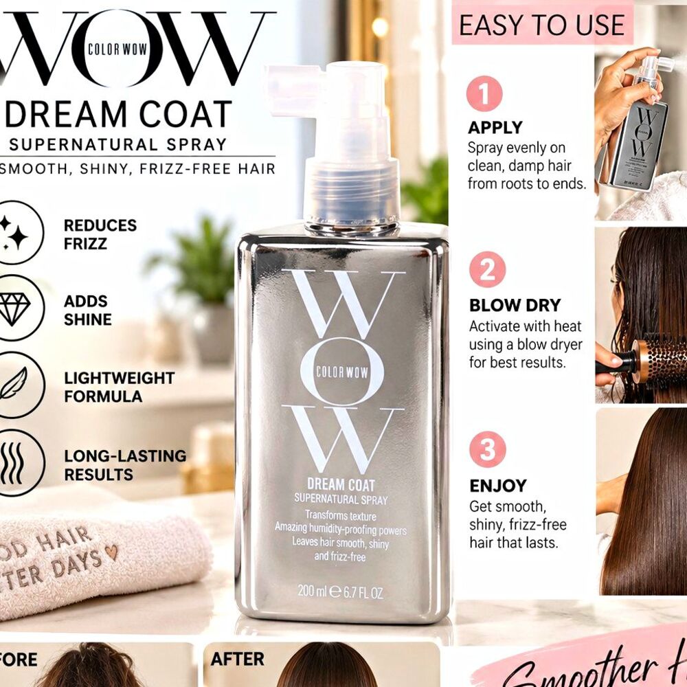 Color Wow Dream Coat Supernatural Spray Anti-Frizz Shine Smoothing 6.7 fl oz
